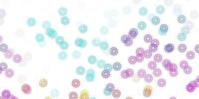 Light blue, red vector doodle background with flowers.