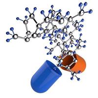 cápsula médica y estructura de la molécula