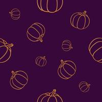 patrón sin costuras para calabazas de halloween naranjas sobre fondo morado oscuro vector