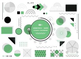 Abstract green and black geometric shape of rectangle modern elements form design. Lines style of circle and geometric header background. illustration vector