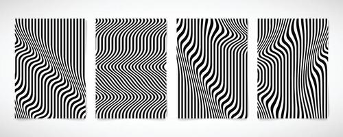 Abstract black and white line wavy pattern brochure set design artwork. illustration vector eps10