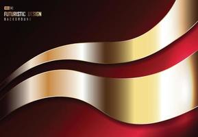 Abstract glossy gold design wave on gradient red premium background. illustration vector eps10