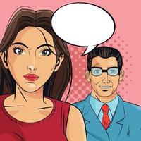 Woman and man pop art comic design vector