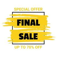 Final sale banner template. Special offer. Discount text on yellow brush stroke