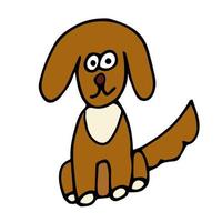 Cartoon doodle linear dog isolated on white background. Childlike style. vector