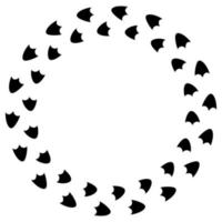 Duck footprint and track. Round frame of bird paw print isolated on white background. vector