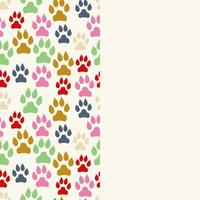 Card with dog track seamless pattern and empty space. Canine footprints. vector