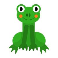 Cartoon happy frog in flat style isolated on white background. vector