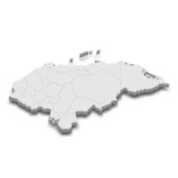 3d map with borders of regions vector