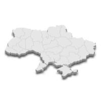 3d map with borders of regions vector