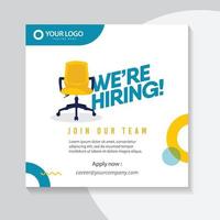 Hiring recruitment poster design. Vector illustration. Open a Template design job.