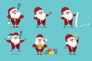 Merry Christmas Design with set of santa claus Collection vector