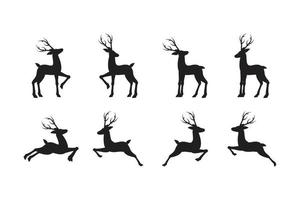 Eight silhouette of Reindeer collection set vector