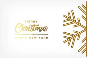 Elegant Merry Christmas Background with Gold Snowflakes vector