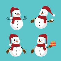 Set of Snowman on blue background collection of snowman vector