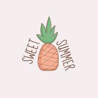 Colorful Hand drawn pineapple illustration vector