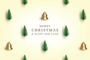 Merry Christmas and Happy New Year banner with realistic decorative design elements pine tree vector