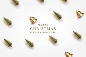 Merry Christmas banner with realistic decorative design elements olive pine tree and pine cones vector