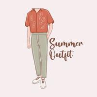 Colorful Hand drawn summer outfit for men vector