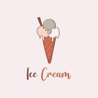 Colorful hand drawn ice cream illustration vector