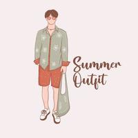 Colorful Hand drawn men outfit on summer vector