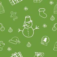 Christmas Season Vector Seamless Pattern. Xmas Hand-Drawn Elements