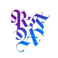 R, F, A in the Gothic style. Vector. Letters and symbols on a white background. Calligraphy with a color marker. Medieval latin letters. Elegant font for tattoos. Ancient Germanic style. vector