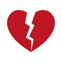 Red broken heart isolated. Vector illustration. Flat