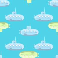 Cartoon-styled submarine seamless pattern. vector