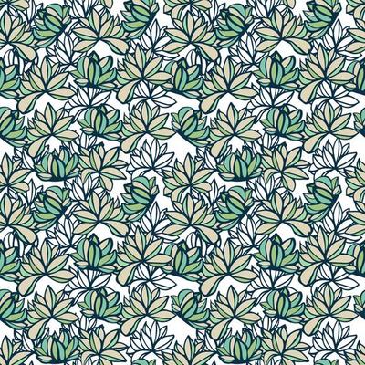 Cactus plant pattern for textile, pastel delicate greenery color