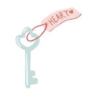 Vintage key with label tag with word heart vector