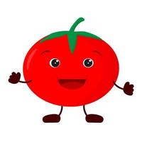 Cute tomato smiling. Vector illustration in cartoon style.