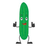 Smilling cute cucumber. Vector illustration in cartoon style.