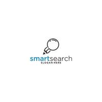 smart search logo with pencil and magnifying glass reflecting intelligence in searching for something vector