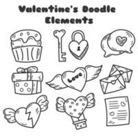 doodle art of valentine's element hand draw style vector