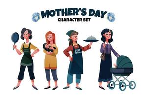 Mother's Day Character Set vector