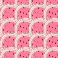Abstract fruit seamless pattern. Creative colorful background with watermelon. Hand drawn doodle shapes. Vector illustration