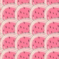 Abstract fruit seamless pattern. Creative colorful background with watermelon. Hand drawn doodle shapes. Vector illustration