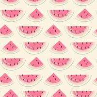 Abstract fruit seamless pattern. Creative colorful background with watermelon. Hand drawn doodle shapes. Vector illustration