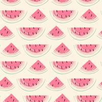 Abstract fruit seamless pattern. Creative colorful background with watermelon. Hand drawn doodle shapes. Vector illustration