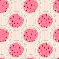 Abstract fruit seamless pattern. Creative colorful background with watermelon. Hand drawn doodle shapes. Vector illustration