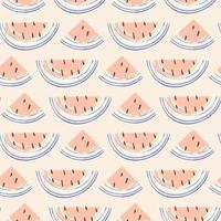 Abstract fruit seamless pattern. Creative colorful background with watermelon. Hand drawn doodle shapes. Vector illustration