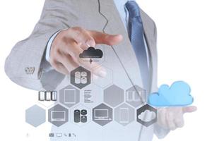 businessman hand showing about cloud network photo