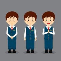 Steward Character with Various Expression vector