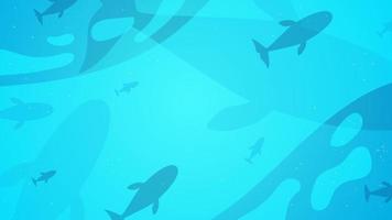 blue sea background with small and big fish vector
