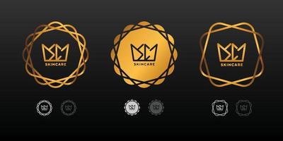 elegant skincare logo with gold color with various variations in EPS format vector