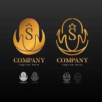 elegantes iniciales de logotipo s con color dorado en 2 versiones y formato eps vector