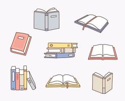 libros. apilados, extendidos y construidos. vector