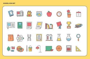 School class color icon set. flat design style vector illustration.