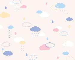 A pattern composed of cute pastel colored clouds. Simple pattern design template. vector